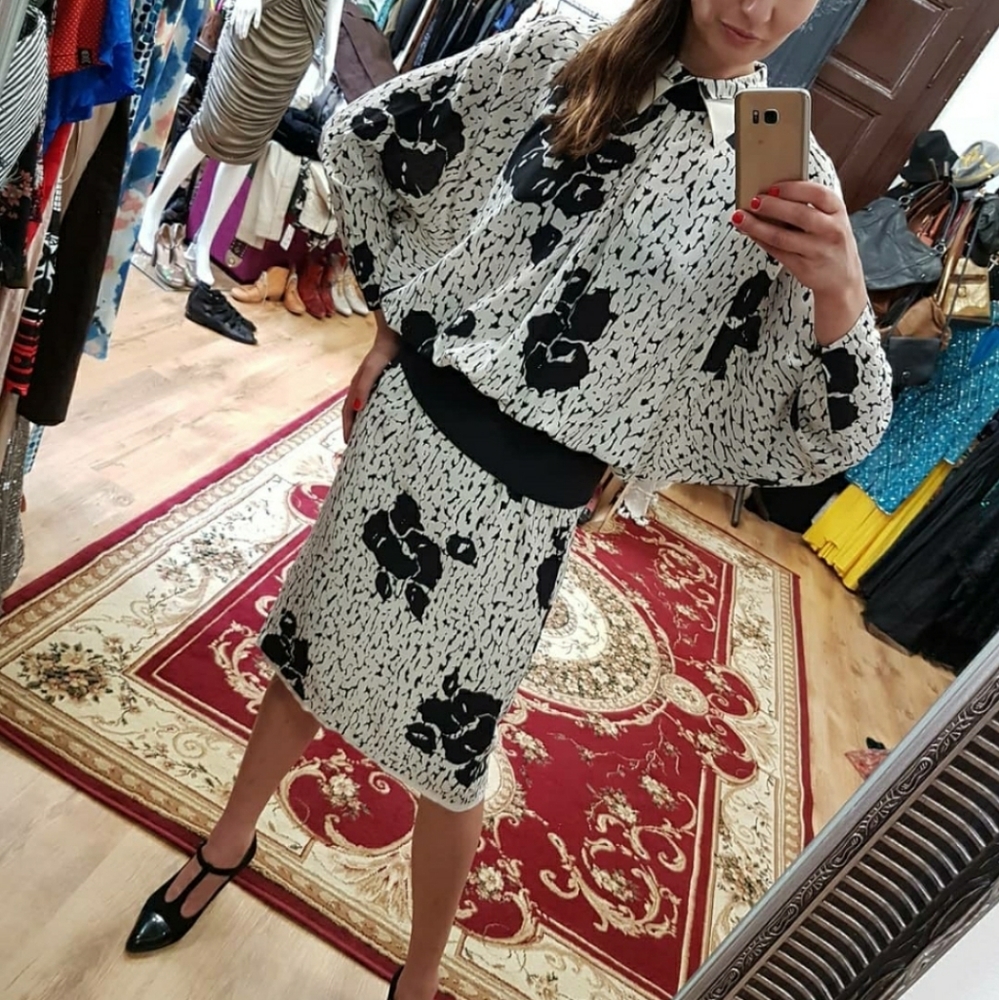 VTG 80s Louis Féraud Silk Blouson Dress